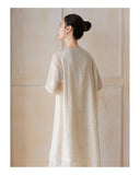 Lila Cloudy Apricot Embroidered Cheongsam Dress