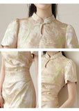 Ines Lotus Pink Jacquard Cheongsam Dress