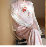Liora Light Pink Embossed Floral Cheongsam Vest