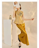 Thalia Gold Slim-Fit Cheongsam Top