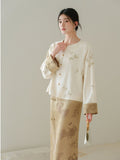 Sovereign Crabapple Brown Jacquard Cheongsam Top