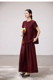Aurelia 2-Piece Navy Wine Wide-Leg Cheongsam Set