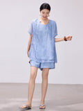 Luster 2-Piece Sky Blue Embroidered Cheongsam Set
