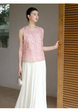 Tranquility 2-Piece Sheer Pink Embroidered Cheongsam Top