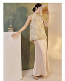 Delphine 2-Piece Embroidered Vest Cheongsam Set
