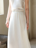 Iolanthe Beige Pleated Cheongsam Skirt
