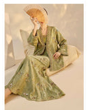 Fabiana 2-Piece Embroidered Jacquard Cheongsam Set