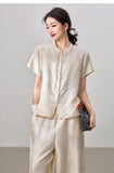 Chateau Champagne Jacquard Cheongsam Top