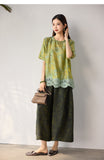 Zenobia Light Leaf Green Lace Jacquard Top Cheongsam