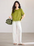 Hibiscus Matcha Green Jacquard Cheongsam Top