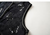 Ophelia 2-Piece Black Embroidered Cheongsam Vest