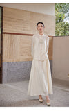 Fuchsia 2-Piece Sandalwood Short Coat Skirt Cheongsam
