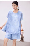 Luster 2-Piece Sky Blue Embroidered Cheongsam Set