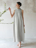 Rhapsody Gray Jacquard Cheongsam Dress