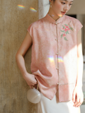 Pearl Light Pink Embroidered Cheongsam Top