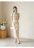 Ines Lotus Pink Jacquard Cheongsam Dress