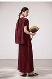 Aurelia 2-Piece Navy Wine Wide-Leg Cheongsam Set