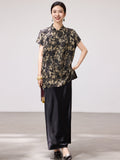 Delilah Black Floral Satin Cheongsam Top