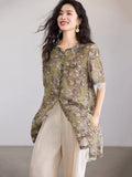 Sunrise Mustard Green Floral Cheongsam Top