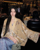 Celandine Charismatic Silk Velvet Cheongsam Qipao Beaded Embroidery Coat