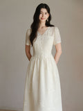 Splendor Mist Apricot Sequin Embroidered Cheongsam Dress