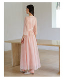 Rigel Soft Pink Crossover Cheongsam Dress