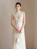 Haute Apricot Gold Slim Fit Cheongsam Dress