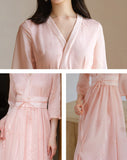 Rigel Soft Pink Crossover Cheongsam Dress