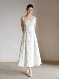 Aldebaran Soft Apricot Jacquard Cheongsam Dress