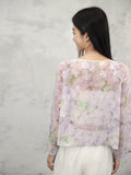 Cecilia Purple Chiffon Gradient Cheongsam Top