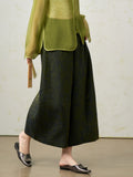 Dina Pine Green Jacquard Wide-Leg Pants Cheongsam