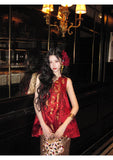 Pansy Halcyon Gold Woven Jacquard Cheongsam Qipao Vest