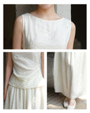 Paulina 2-Piece Fog White Jacquard Cheongsam Top