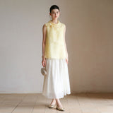 Jonquil Gold Thread Embroidered Cheongsam Top
