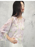 Cecilia Purple Chiffon Gradient Cheongsam Top