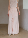 Diadem Camellia Pink Ramie Cheongsam Pants