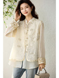 Sky Beige Loose-Fit Cheongsam Top