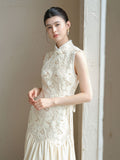 Carlotta Ornamental Sequin Lace Cheongsam Dress Waist Cinching Qipao
