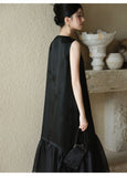 Adeline Black Silk Cheongsam Dress