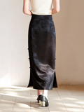 Deneb Black Slim Fit Cheongsam Skirt