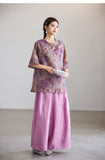 Moonbeam Soft Mist Purple Jacquard Cheongsam Top