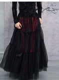 Peridot Black Red Layered Cheongsam Skirt