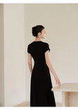 Lace Black Slim Fit Cheongsam Dress