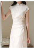 Leonora Cream White Embroidered Cheongsam Dress