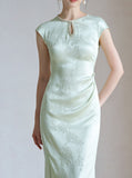 Regent Jade Green Jacquard Cheongsam Dress