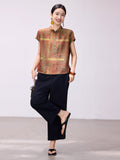 Symphony Flower Coffee Jacquard Cheongsam Top