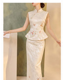 Yuan 2-Piece Embroidered Cheongsam Set