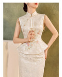 Yuan 2-Piece Embroidered Cheongsam Set