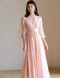 Rigel Soft Pink Crossover Cheongsam Dress