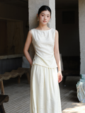 Paulina 2-Piece Fog White Jacquard Cheongsam Top